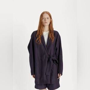 Acne Studios kimono wrap side-tie suit jacket midnight blue viscose women’s S